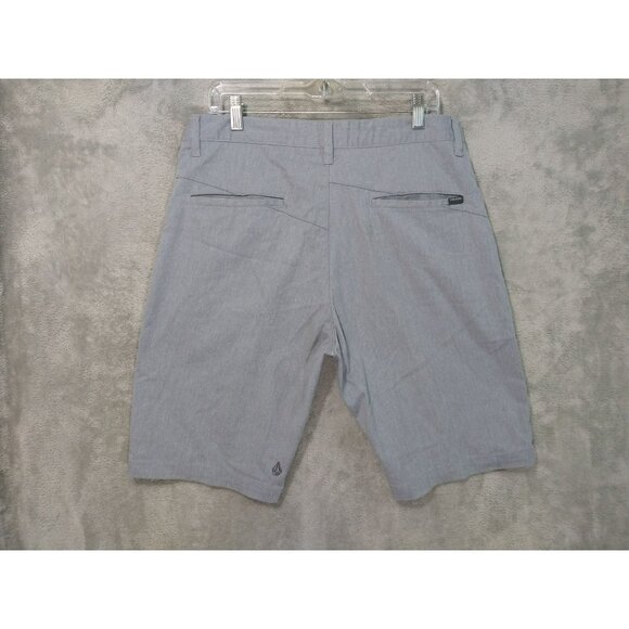 Volcom Shorts Mens 33 Gray Vmonty Stretch Chino Flat Front Mid Rise Skater Surf - Picture 2 of 9